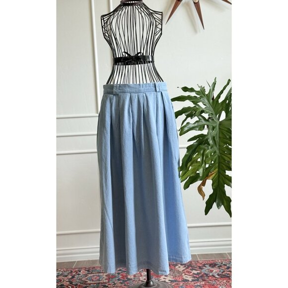 Vintage Pleated Denim Skirt | Blue Denim Skirt | Size 16 | Made in USA - Picture 1 of 13